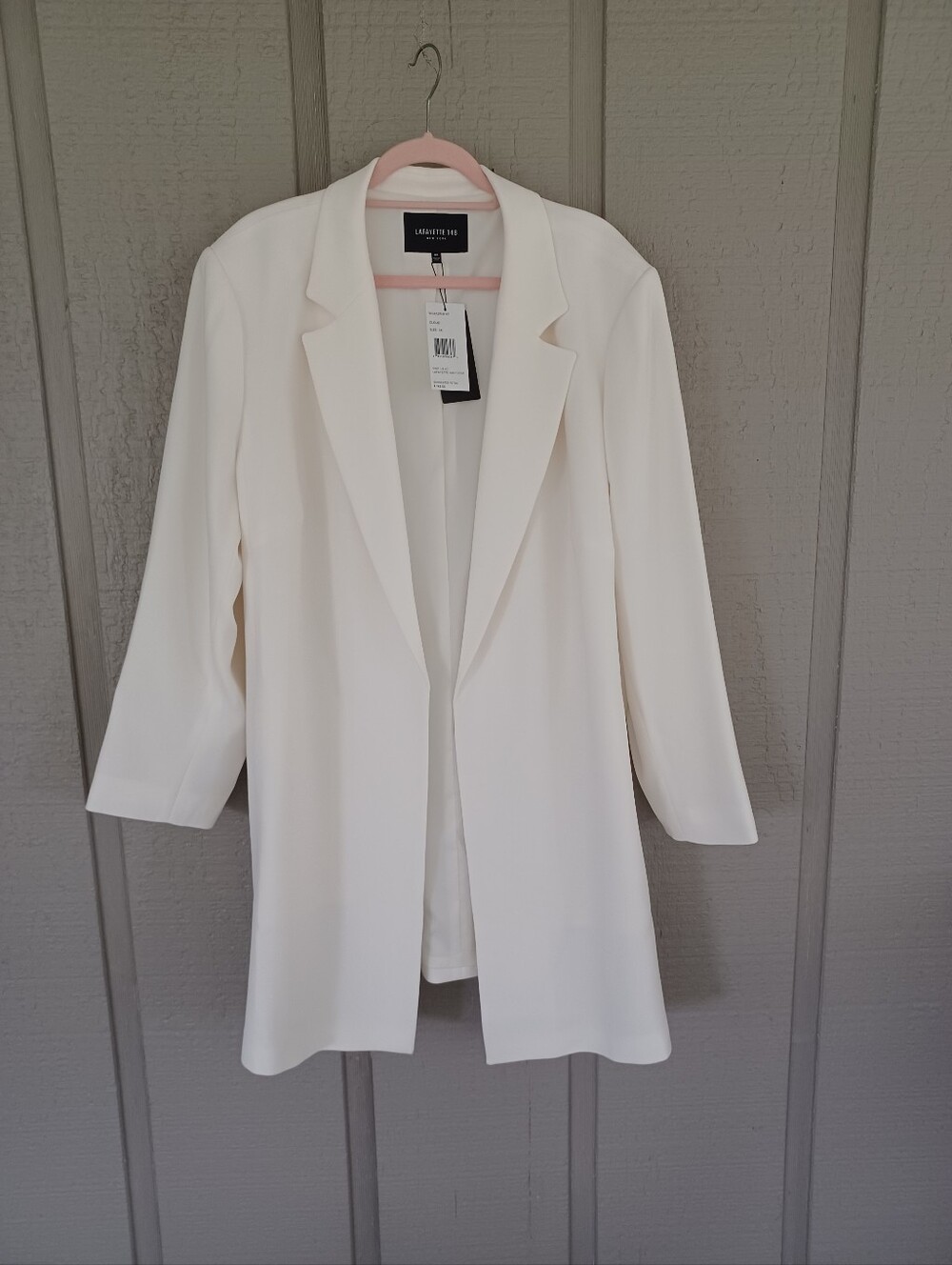 Lafayette 148 Women Long Jacket Size 3X Acetate Blend Pocket Open Front In Cloud